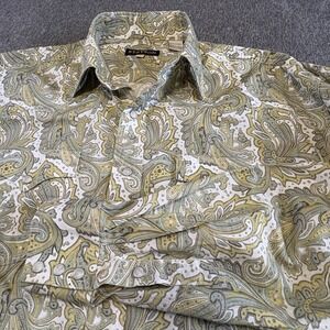 Stetson Paisley Pearl Snap Button Shirt Flip Cuff Western Cowboy Rodeo Men's‎ L